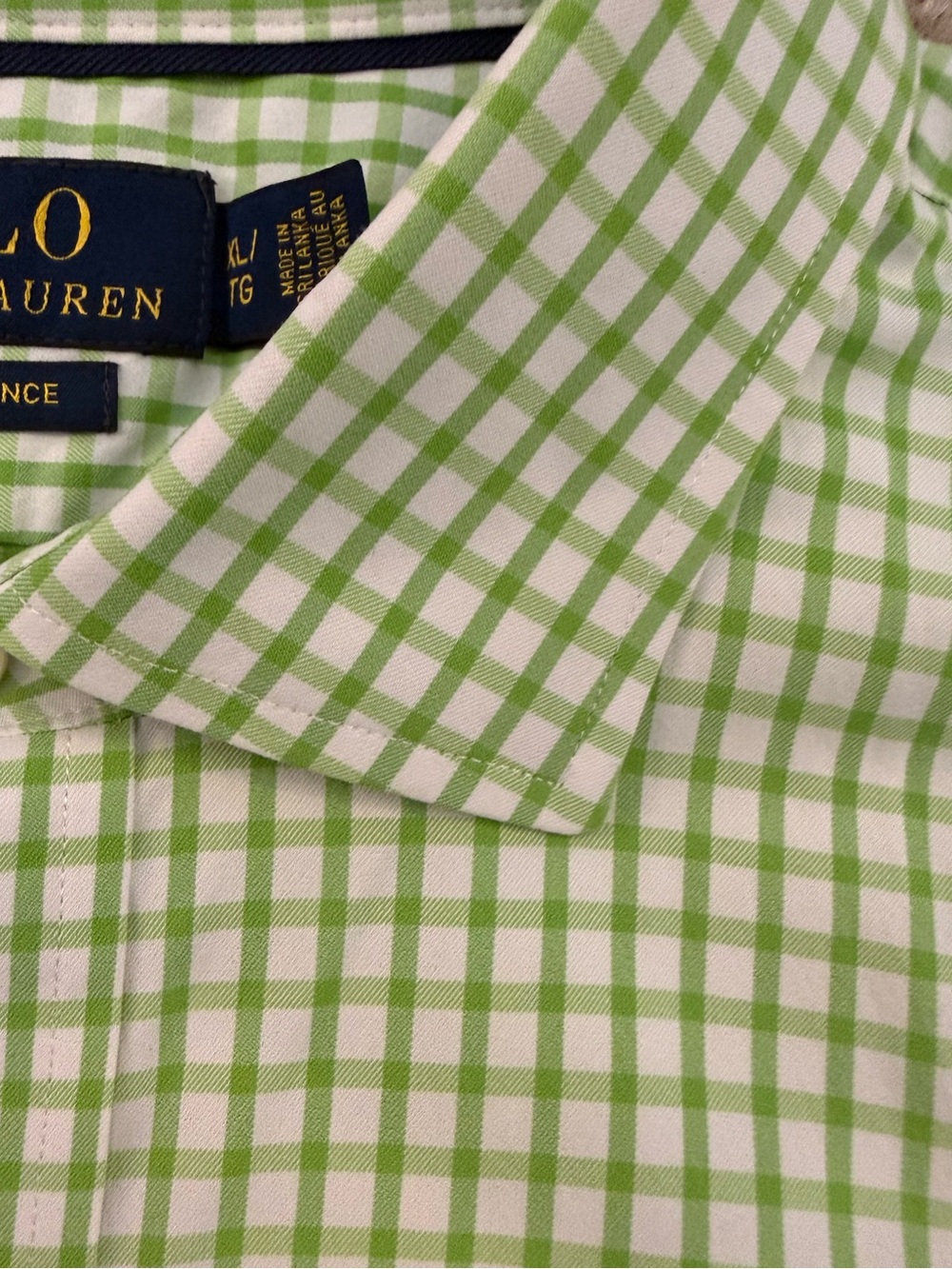 Polo Ralph Lauren Performance Green Gingham Stretch Button Down Shirt XL - Picture 5 of 12